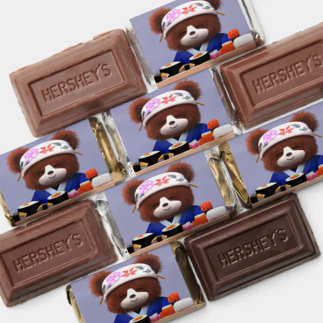 Cute Teddy Bear Sushi Chef Birthday Hershey's Miniatures