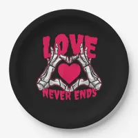 Funny Valentines Day Skeleton Heart Hands Paper Plates