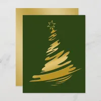 Budget Green Gold Christmas Tree Holiday Card