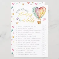 Mommy or Daddy Baby Shower Game Sheet
