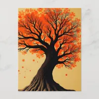 Surreal Orange Autumn Tree Postcard