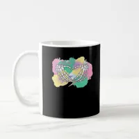 Skeleton Hands Heart With Abstract Coloured Backgr Coffee Mug