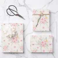 Pretty Pink Roses Watercolor Illustration Style Wrapping Paper Sheets