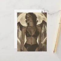 Woman With Bat Wings Fantasy Postcard