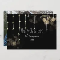 Winter String Lights Christmas Family Photo Holida Holiday Card