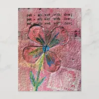 Petals Wet With Dew Flower Mixed Media Collage Postcard