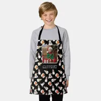 Holiday Snowman Name And Photo Kids Black Apron