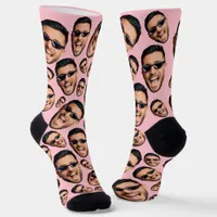 Custom Funny Face Photo All Over Print Socks Pink