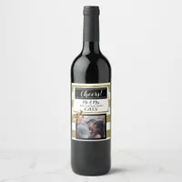 Personalized Wedding Gold and Black Bow Wine Label