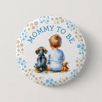 Mom to be | Baby and Dachshund Baby Shower Button