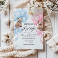 He or She Bear Invitation, Gender Reveal Invitation