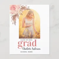 Pampas grass blush graduation announcement card
