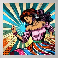 Pretty Woman Dancing Salsa Pop Art Poster