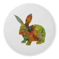 Pretty Watercolor Rabbit Ceramic Knob