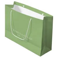 Simple Minimalist Elegant Sage Text Wedding Large Gift Bag