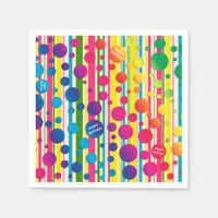 [Beatnik Bubbles] Retro Polka Dot Striped Paper Napkins