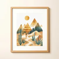 Desert Landscape Cactus Geometric Wall Art