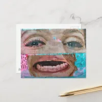 abstract collage with a eyes and mouth from 1968 postcard