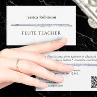 Flute Teacher Musical Instrument Tutor Instructor Business Card