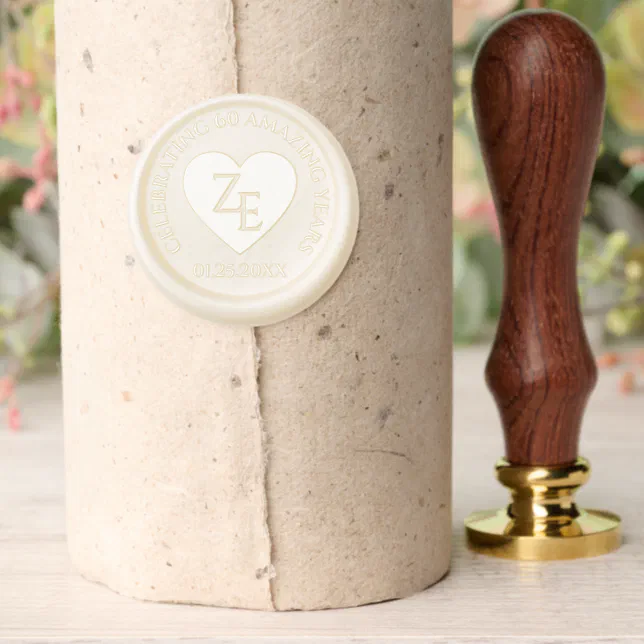 Elegant 60th 75th Diamond Wedding Anniversary Wax Seal Stamp