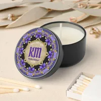 Purple Gold Decorative Lace Monogram Wedding Mini Candle Favors