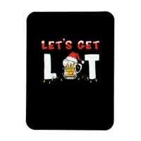 Let's Get Lit Drinking Beer Santa Hat Christmas Li Magnet