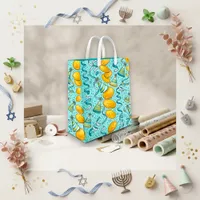 Festive Teal Painted Gelt Party Hat Print Small Gift Bag