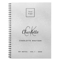 Logo silver monogram modern business notebook