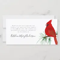 Cardinal Funeral Memorial Thank You Note