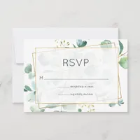 Pastel Eucalyptus Geometric Wedding RSVP Card