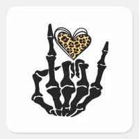 Skeleton Heart Hands Classic Square Sticker