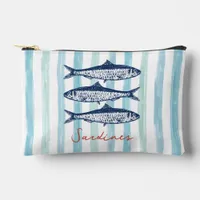 Sardines Fisherman Aesthetic Coastal Stripes Accessory Pouch