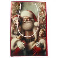 Vintage Santa Claus and Children Medium Gift Bag