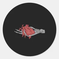 Heart Skeleton Hands  Classic Round Sticker