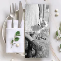 Bride in Cowboy Boots Sunflowers Wedding Menu