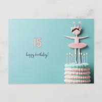 Pink Ballerina Birthday Cake Postcard