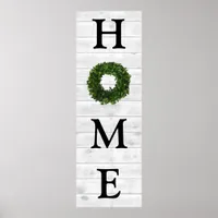 Rustic White Shiplap Wood Home Boxwood Wreath Poster