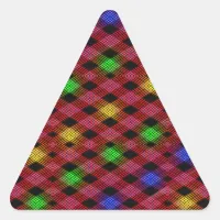 Gingham Check Multicolored Pattern Triangle Sticker