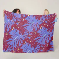 Abstract Tropical Plants Botanical Fleece Blanket