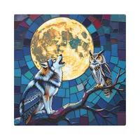  Wolf and Owl Mosaic Art