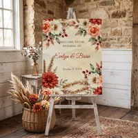 Rustic Terracotta Pampas Autumn Floral Wedding Foam Board