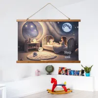 Girl prays in moonlight and by starlight, custom  hanging tapestry