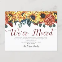 Rustic Watercolor Sunflowers We Have Moved Moving Announcement Postcard