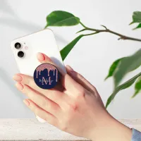 Navy Blue Rose Gold Glitter Drips Sparkle Monogram PopSocket