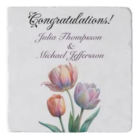 Romantic and Poetic Pastel Tulips Watercolor Trivet