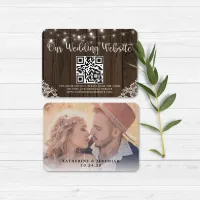 QR Code Wood Lights Lace Wedding Website