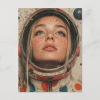 astronaut  woman postcard