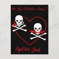 Pirate Valentine Jolly Roger Postcard