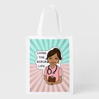 Living the Scrub Life | Medical Professional Humor Grocery Bag
