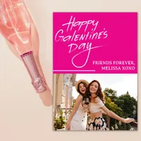 Happy Galentine's Day Hot Pink Girlfriends Photo Holiday Card